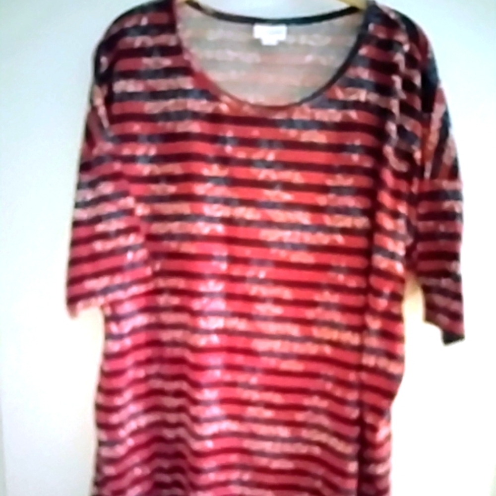 Women's LuLaRoe Red and Blue Striped Top